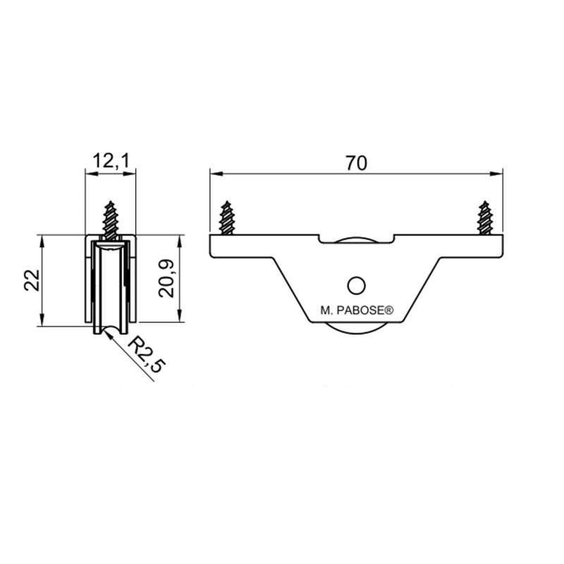 RUEDA SIMPLE FIJA 100KG.HOJAKOMMERLING, REHAU HD foto del producto BIGSKZ L